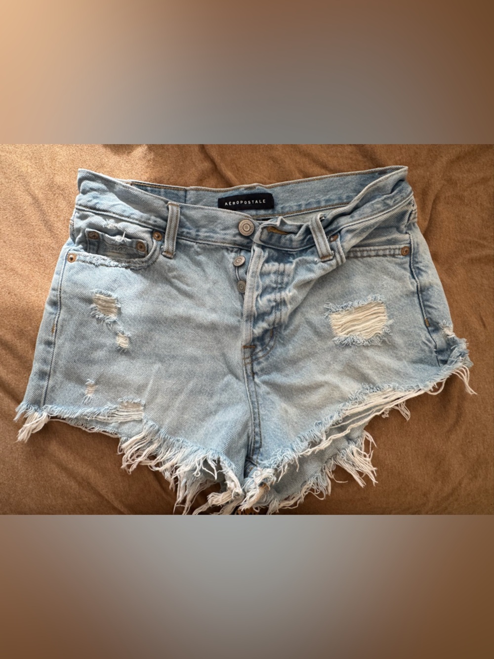 Aeropostale Light Blue Distressed Denim Jean Shorts